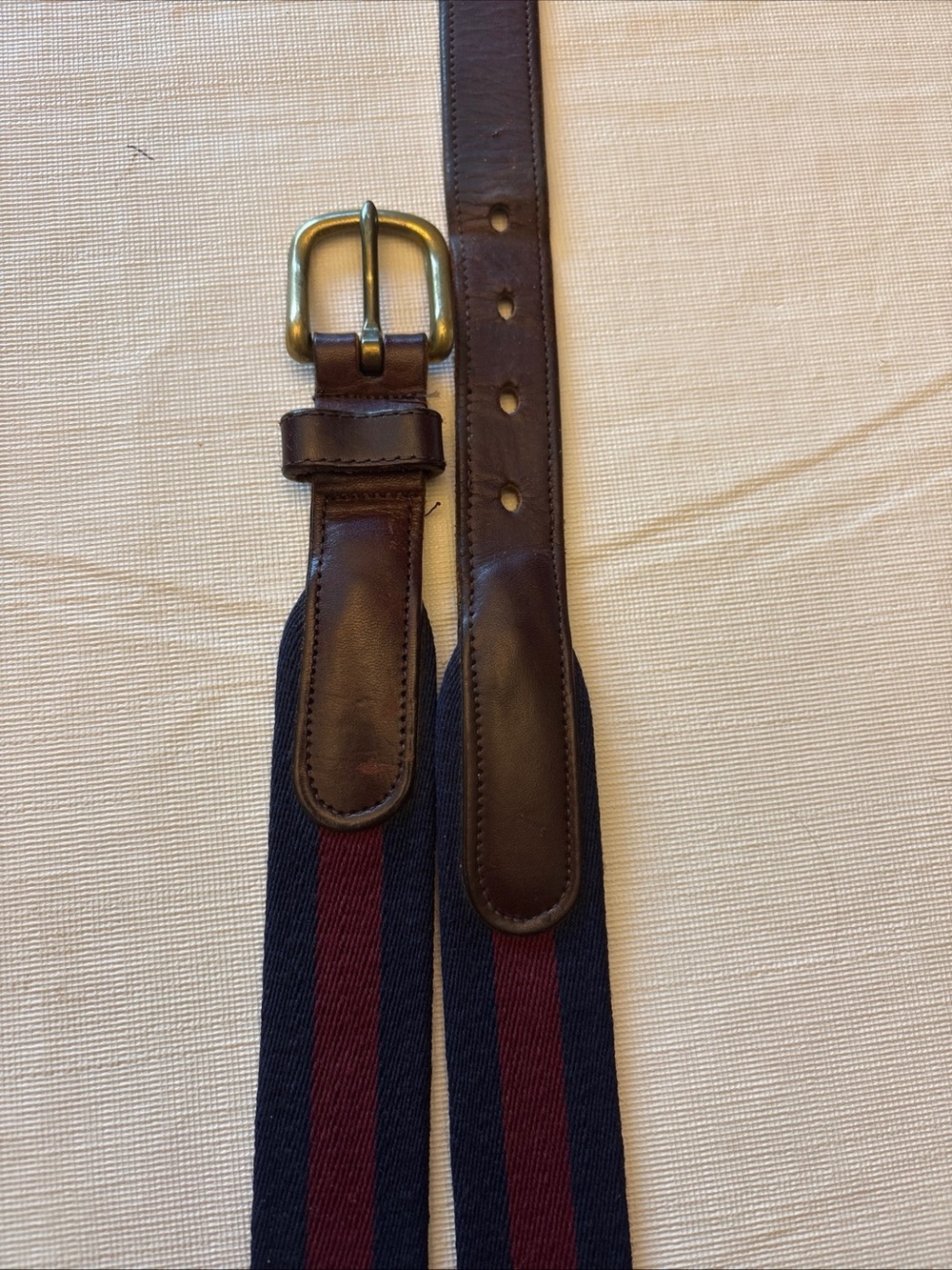 Coach women’s Classic Brown Leather-Trim Navy & Burgundy belt 26 in